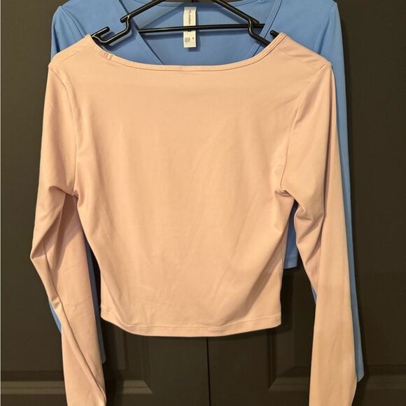 Women's Flex Shirred Cropped Long Sleeve All in Motion Vibrant pink green blue M - Picture 9 of 12